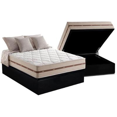 Cama Box Baú Casal: Colchão Molas MasterPocket Ensacadas Anjos   Classic + Base CRC Suede Black(138x188)