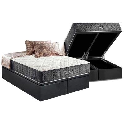 Cama Box Baú King: Colchão Molas Masterpocket Ensacadas Anjos Fort Flex + Base Cinza(193X203)