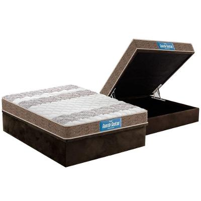 Cama Box Baú Casal: Colchão Anatômico Probel D33 / EP Guarda Costas PróIntense Double Face + Base CRC Suede Brown(138x188)