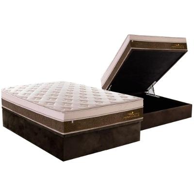 Cama Box Baú Casal: Colchão Molas Plumatex MasterPocket Ensacadas Personalle + Base CRC Suede Brown(138x188)