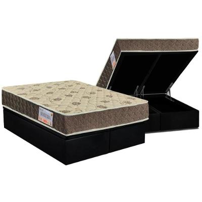 Cama Box Baú King: Colchão Espuma Orthoflex D33 / Ep Matera + Base Crc Suede Black(193X203)