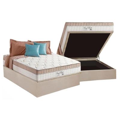 Cama Box Baú Casal: Colchão Molas MasterPocket Ensacadas Anjos   King Best + Base CRC Suede Clean(138x188)