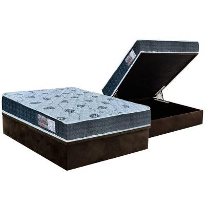 Cama Box Baú Casal: Colchão Espuma Orthoflex D45 / EP Cecina + Base CRC Suede Brown(138x188)