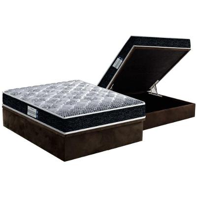 Cama Box Baú Casal: Colchão Espuma D33 Probel /EP Firmepedic ProDormir Advanced Tech1500 Double Face + Base CRC Suede Brown(138x188)