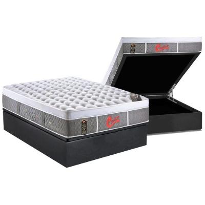 Cama Box Baú Casal: Colchão Molas Pocket Ensacadas Castor  Light Stress Oxygen New Plush + Base CRC Suede Gray(138x188)