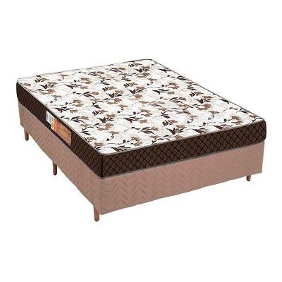 Cama Box Casal: Colchão Espuma Polar Pérola + Base CRC Rústico Clean(138x188)