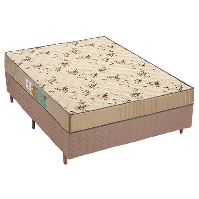Cama Box Casal: Colchão Espuma D45 Polar Pérola Clean + Base CRC Rústico Clean(138x188)