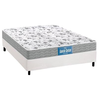 Cama Box Casal: Colchão Espuma D33 Probel /EP Guarda Costas Próintense Double Face + Base CRC Courano White(138x188)