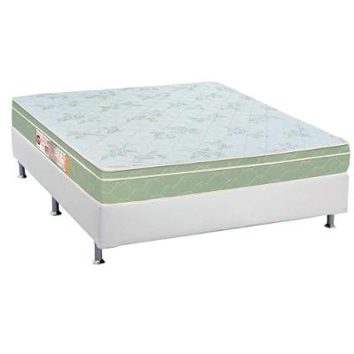 Cama Box Casal: Colchão Espuma D33 Castor Sleep Max + Base Crc Courano White(138X188)