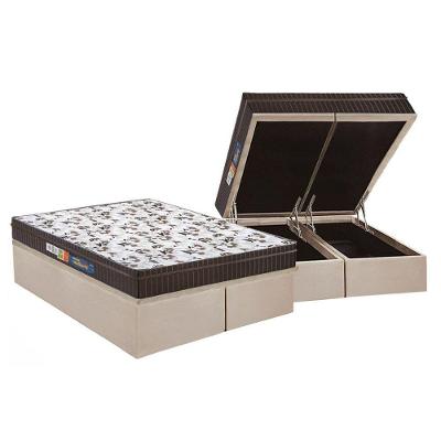 Cama Box Baú Queen: Colchão Espuma Polar D28 / EP Orthoface Class + Base CRC Suede Clean(158x198)