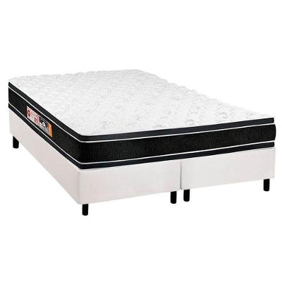 Cama Box King: Colchão Espuma Castor D33 Black e White Double Face + Base CRC Courano White(193x203)