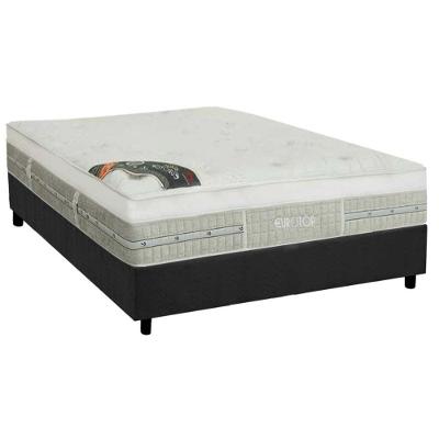 Cama Box Casal: Colchão Molas Pocket Ensacadas Castor  Eurotop Summer &amp; Winter + Base CRC Suede Gray(138x188)