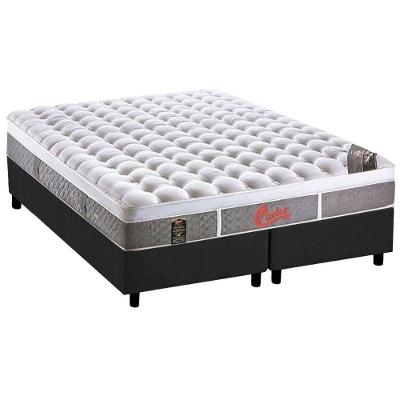Cama Box Queen: Colchão Molas Ensacadas Castor Pocket Light Stress Oxygen New Plush + Base CRC Suede Gray(158x198)