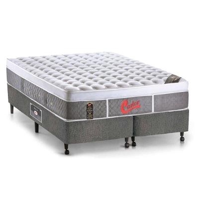 Cama Box Queen: Colchão Molas Pocket Ensacadas Castor  Light Stress Oxygen New Plush + Base SL Gold Star Suede Cinza(158x198)