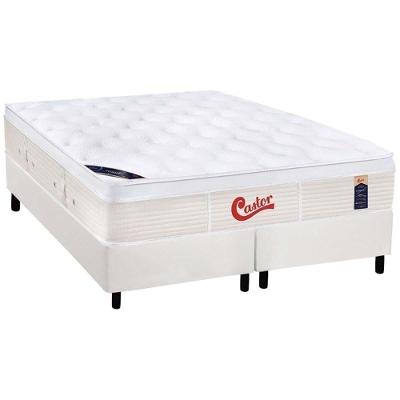Cama Box King: Colchão Molas Castor Pocket Gold Star Vitagel + Base CRC Courano White(193x203)
