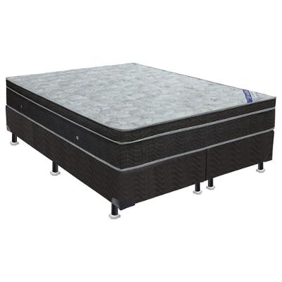 Cama Box King: Colchão Molas Ortobom Nanolastic Light Selado + Base Crc Suede Black(186X198)