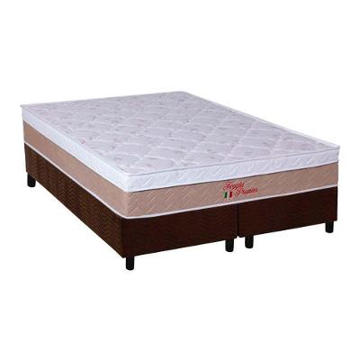 Cama Box Queen: Colchão Ortopédico Orthoflex Foggia Premier + Base CRC Suede Brown(158x198)