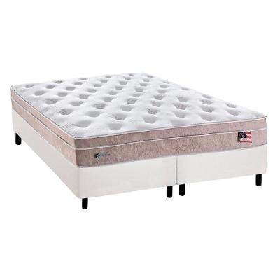Cama Box Queen: Colchão Molas MasterPocket Ensacadas Plumatex   Miami + Base CRC Courano Branco(158x198)