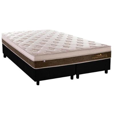Cama Box Queen: Colchão Molas Plumatex MasterPocket Ensacadas Personalle + Base CRC Suede Black(158x198)