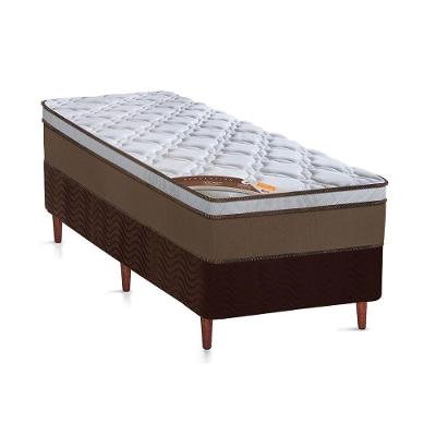 Cama Box Solteiro: Colchão Molas Ensacadas Castor Pocket Revolution + Base CRC Suede Brown(88x188)