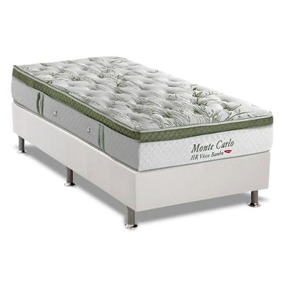 Cama Box Solteiro: Colchão Molas Ensacadas Herval Monte Carlo Visco + Base White(88X188)
