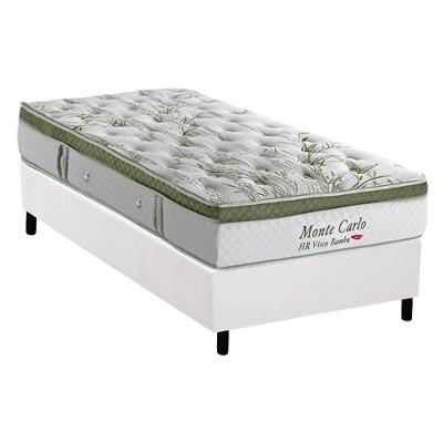 Cama Box Solteiro: Colchão Molas MasterPocket Ensacadas Herval   Monte Carlo HR Visco + Base CRC Courano Branco(88x188)