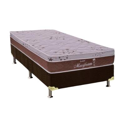 Cama Box Solteiro: Colchão Molas Ensacadas Probel MasterPocket Maxifoam + Base CRC Suede Brown(88x188)