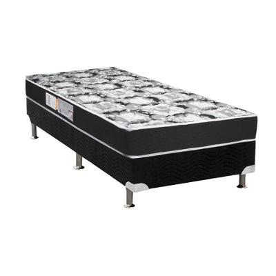 Cama Box Solteiro: Colchão Espuma Luckspuma D28 Celebrity + Base CRC Suede Black(88x188)