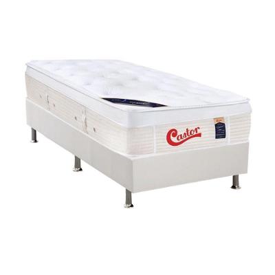 Cama Box Solteiro: Colchão Molas Castor Pocket Gold Star Vitagel + Base Crc Courano White(88X188)