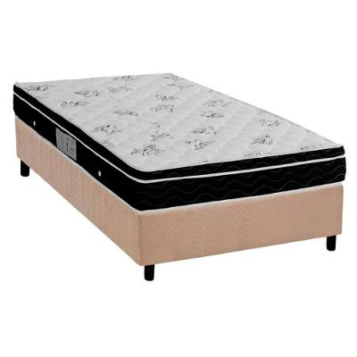 Cama Box Solteiro: Colchão Molas Bonnel Ortobom Nanolastic Physical Spring + Base CRC Suede Clean(88x188)