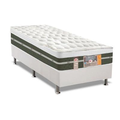 Cama Box Solteiro: Colchão Molas Bonnel Castor Silver Star Air + Base Crc Courano White(88X188)