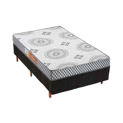 Cama Box Solteiro: Colchão Espuma Polar Pérola + Base Crc Suede Black(88X188)