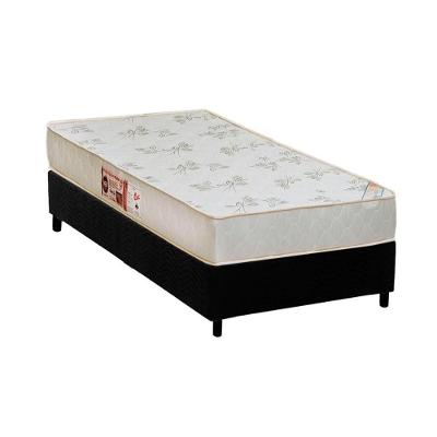Cama Box Solteiro: Colchão Espuma Castor D33 Sleep Max Relax + Base Crc Suede Black(88X188)