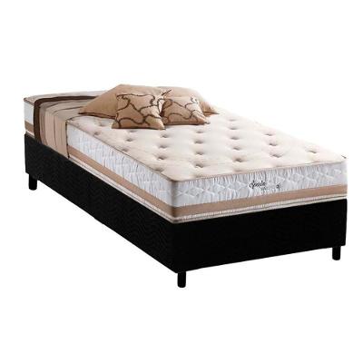 Cama Box Solteiro: Colchão Molas Herval Maxspring Spain + Base Crc Suede Black(88X188)