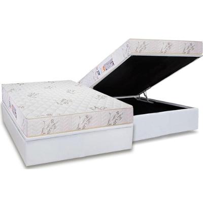 Cama Box Baú Casal: Colchão Espuma D45 Luckspuma Gran Luck + Base CRC Courano White(138x188)