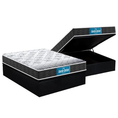 Cama Box Baú Casal: Colchão Anatômico Probel D28 / EP Guarda Costas PróMiddle Double Face + Base CRC Suede Black(138x188)