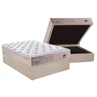 Cama Box Baú Casal: Colchão Molas Sealy MasterPocket Ensacadas Miami + Base CRC Suede Clean(138x188)