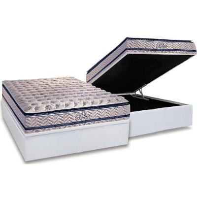Cama Box Baú Casal: Colchão Molas MasterPocket Ensacadas Paropas   Blue + Base CRC Courano White(138x188)