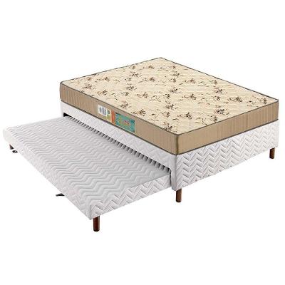 Cama Box c/Auxiliar Casal: Colchão Espuma Polar D45 Pérola Clean + Base Rústico White(138x188)