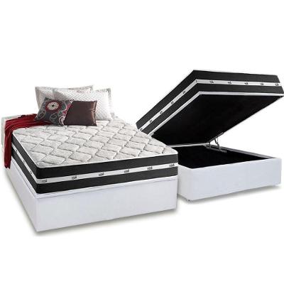 Cama Box Baú Casal: Colchão Molas Anjos Superlastic Classic + Base CRC Courano White(138x188)