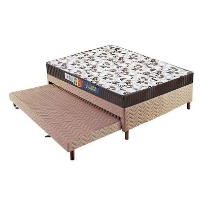 Cama Box c/Auxiliar Casal: Colchão Espuma Polar D28EP Orthoface + Base CRC Rústico Bege(138x188)