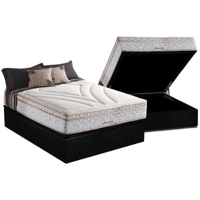 Cama Box Baú Casal: Colchão Molas Herval Maxspring American + Base CRC Suede Black(138x188)