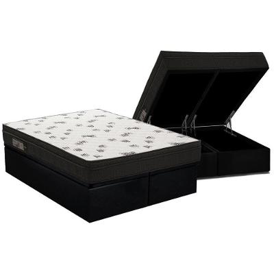 Cama Box Baú Queen: Colchão Espuma D45 Ortobom Light + Base CRC Suede Black(158x198)