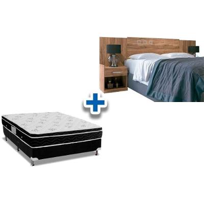 Cama Box Casal CRC + Colchão Molas Physical Ortobom + Cabeceira Plus Atacama