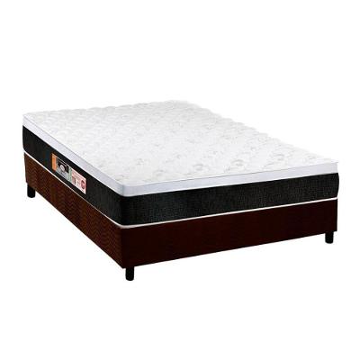 Cama Box Casal: Colchão Espuma D45 Castor Black e White AIR + Base CRC Suede Brown(138x188)