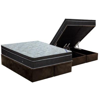Cama Box Baú King: Colchão Molas Bonnel Ortobom Nanolastic Light + Base Crc Suede Brown(186X198)