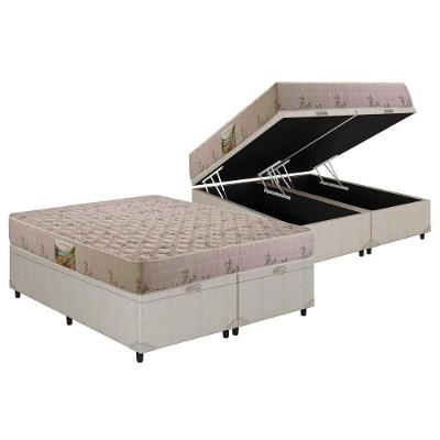 Cama Box Baú Queen: Colchão Espuma D33 Herval Cannes Double Face + Base CRC Courano Clean(158x198)