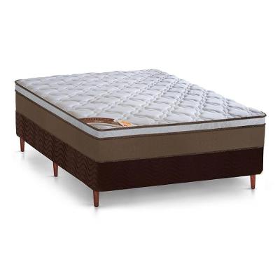 Cama Box Casal: Colchão Molas Ensacadas Castor Pocket Revolution + Base CRC Suede Brown(138x188)
