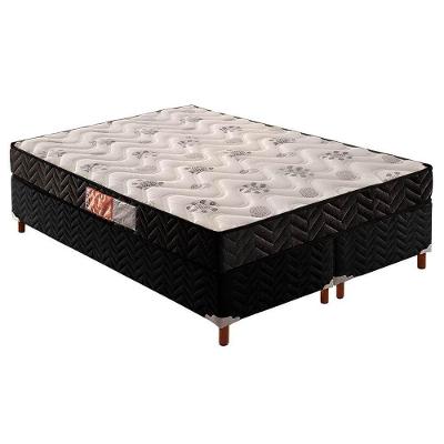 Cama Box Queen: Colchão Espuma Paropas D45 Pasquale + Base CRC Suede Black(158x198)