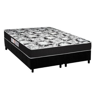 Cama Box Queen: Colchão Espuma Luckspuma D45 Gran Luck Pro + Base CRC Suede Black(158x198)